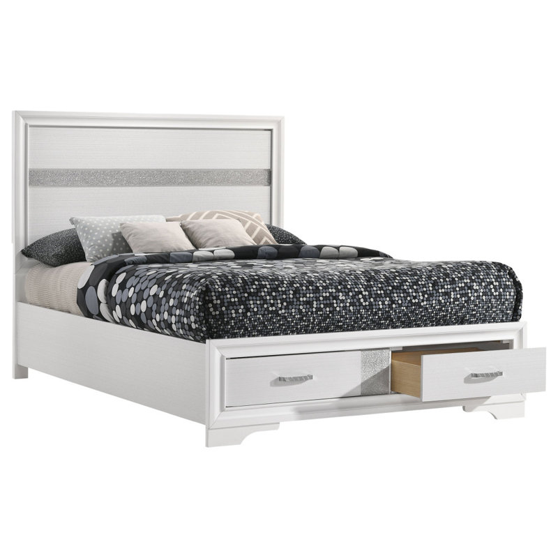 Lit à panneaux avec rangement Urbana, Lit double, Blanc