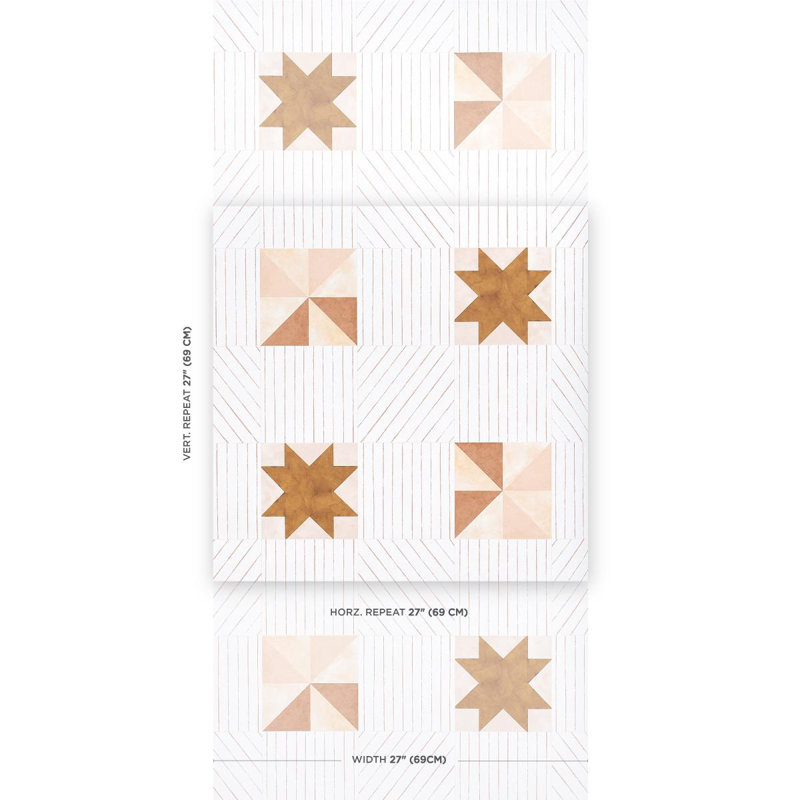 Papier peint Schumacher x Backdrop Alexander, Terre cuite / pêche chaude