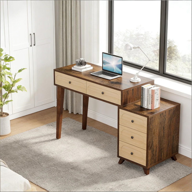 Writing Table With Drawers (Not Include Stools)
