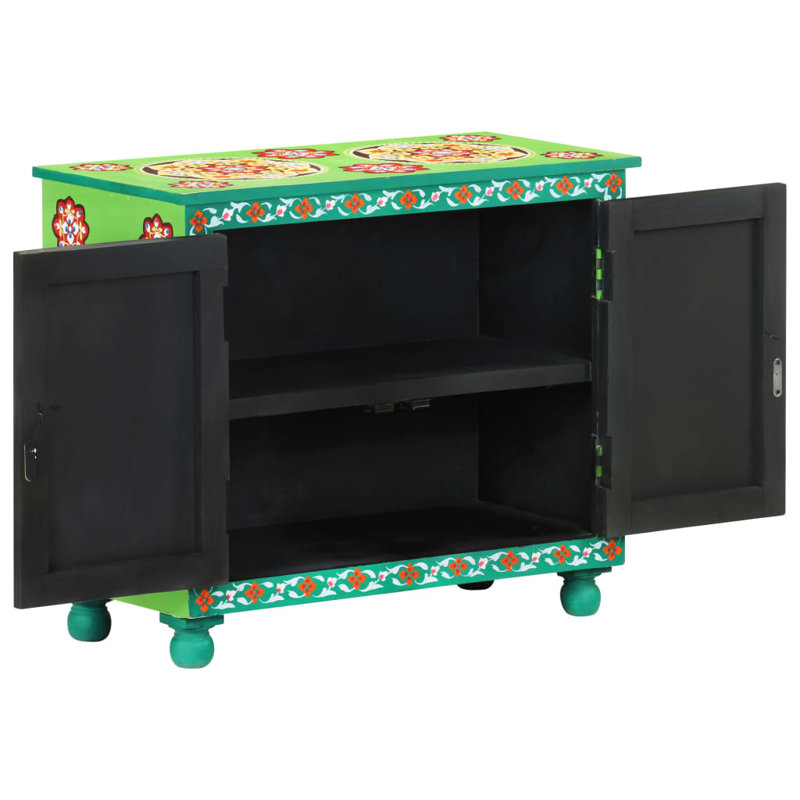 Buffet multicolore peint à la main - Armoire de rangement en bois de manguier massif