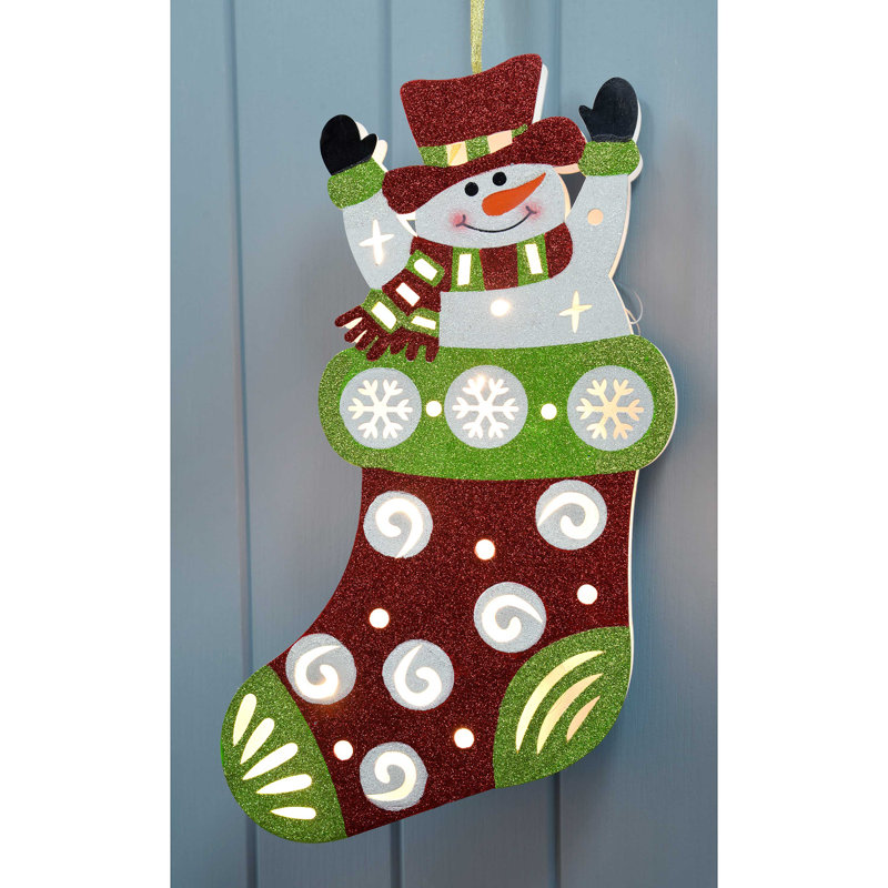 44cm Wood Lighted Hanging Figurine Ornament