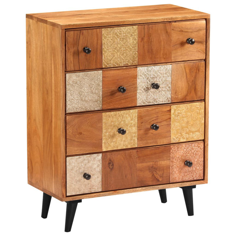 Commode en bois d'acacia massif 23,6 po x 11,8 po x 29,5 po
