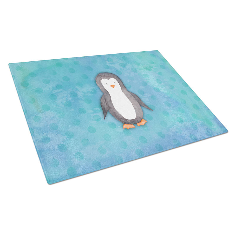 Planche à découper pingouin à pois en verre trempé caroline