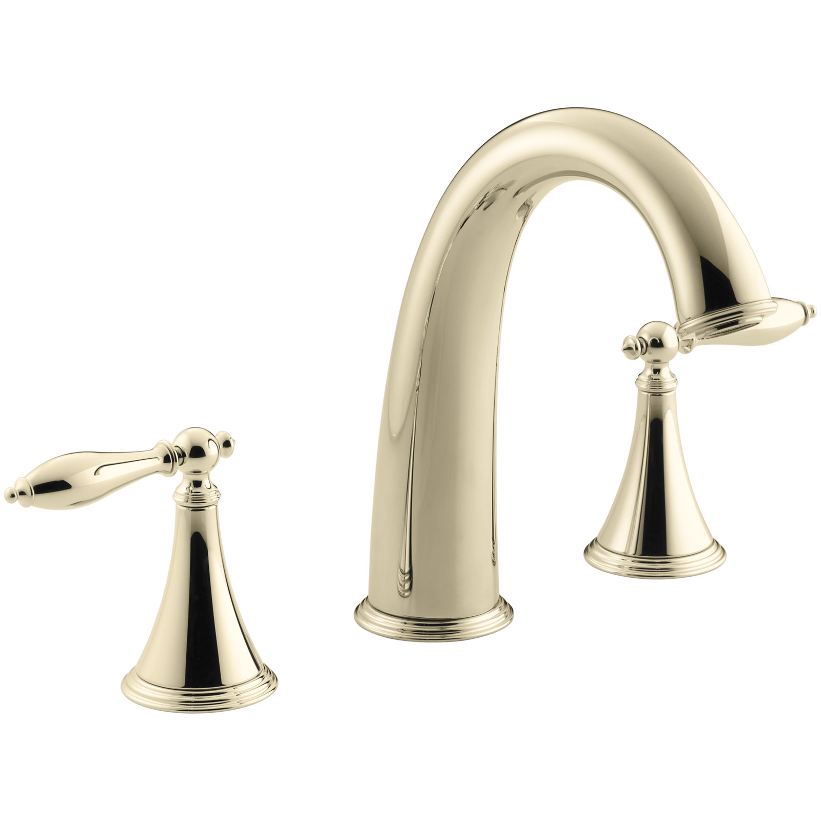 Finial Deck-Mount Bath Faucet Trim for High-Flow Valve with Lever Handles, Valve Not Included, Vibrant French Gold