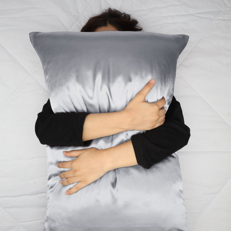 Miko 100% Silk Square Oxford Pillowcase, Silver