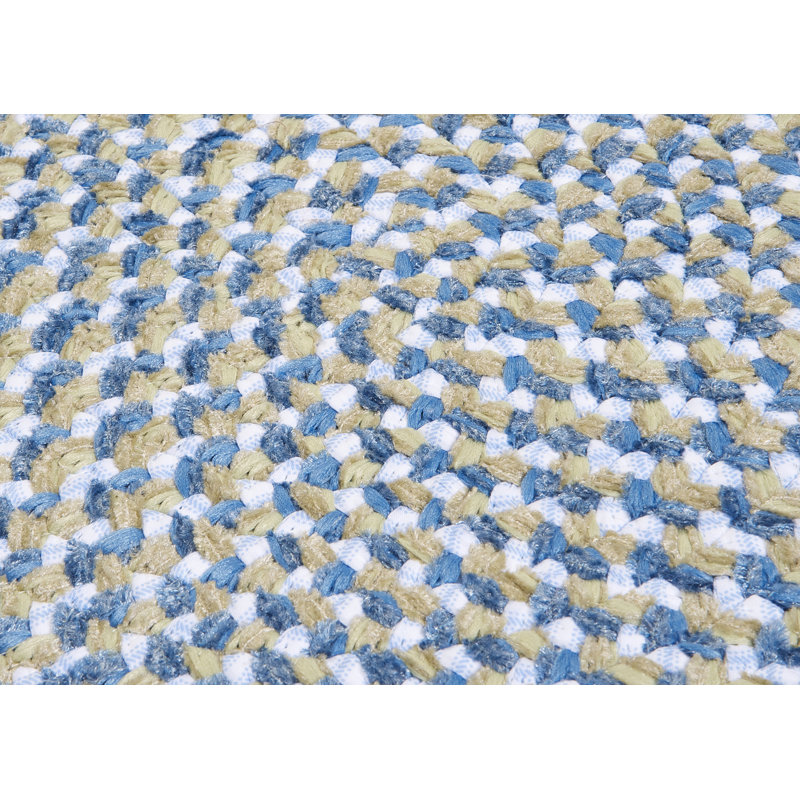 Tapis bleu tressé à la main Chickerell, Ovale 7 pi x 9 pi