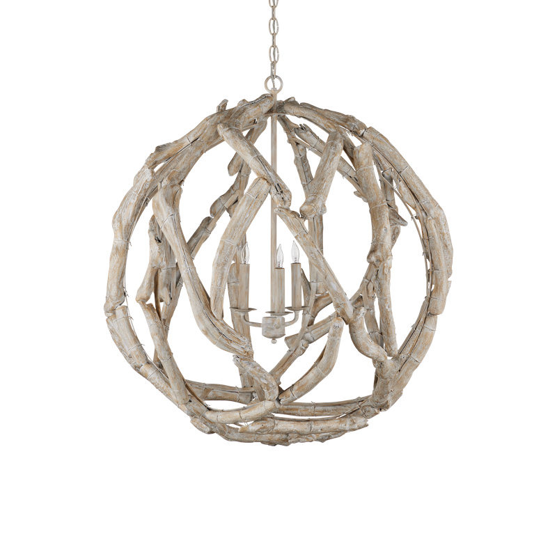 Lustre sphérique unique à 3 lumières Driftwood