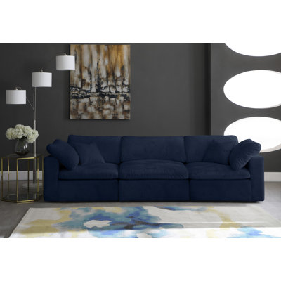 Cozy 119" Velvet Square Arm Modular Sofa with Reversible Cushions