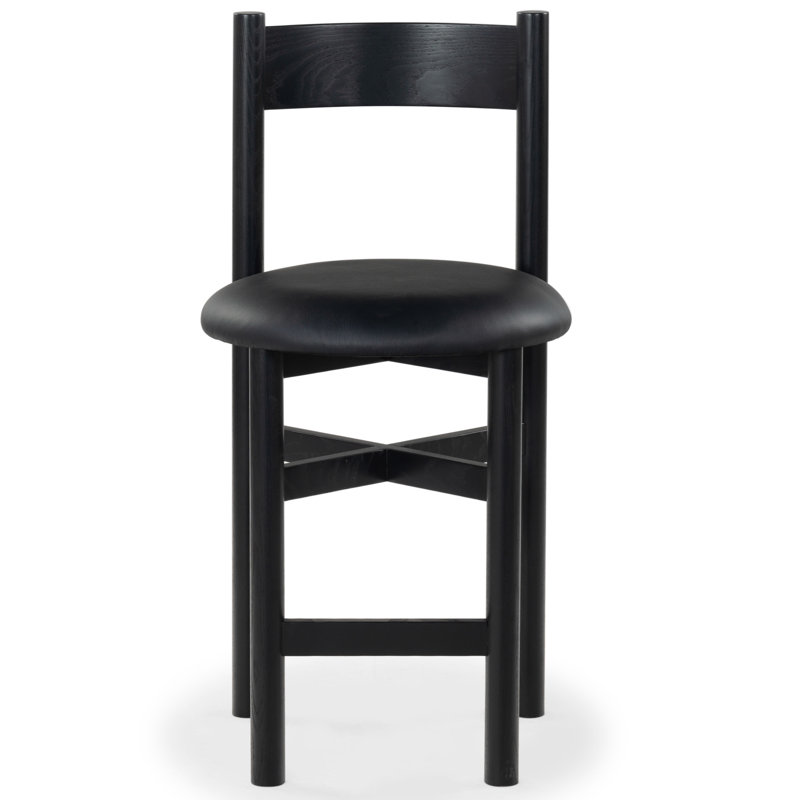 Tabouret de comptoir en cuir Zoyah Tayla, Noir