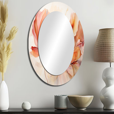 Peach Petal Dance - Miroir mural moderne ovale