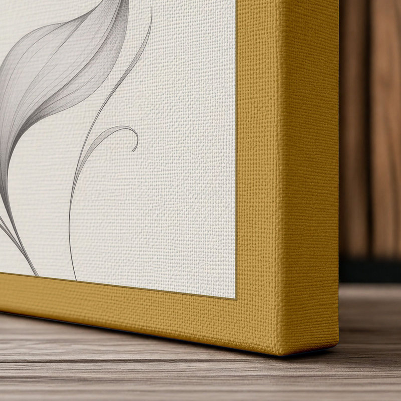 Ethereal Bloom Botanical 1 Piece Wrapped Canvas Wall Art, 36x24 - 91.4 x 61.0 cm, Ochre Border