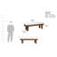 Banc rembourré en bois massif Buda avec finition brun clair