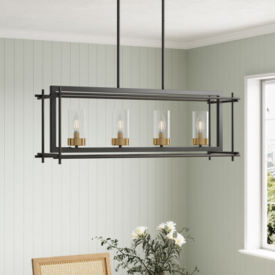 Lustre rectangulaire pour îlot de cuisine à 4 lumières Hueramo