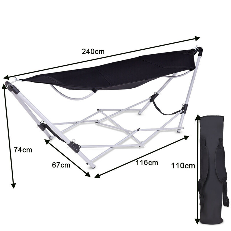 Braunstone Camping Hammock with Stand, Black