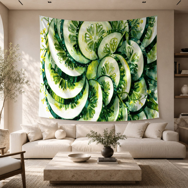 Tapisserie murale légumes et concombre, 68 po x 80 po