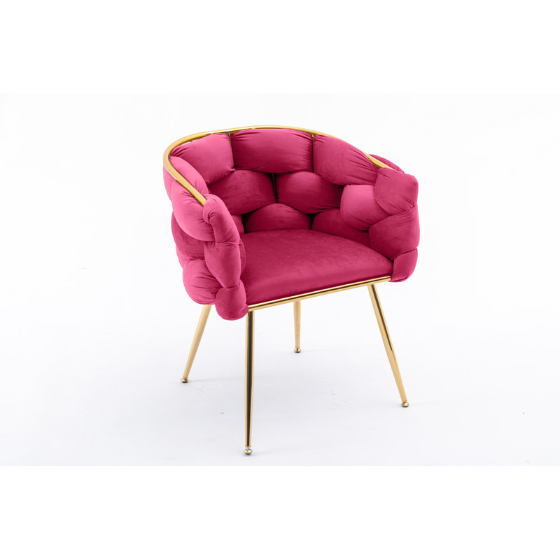 Hummera Upholstered Accent Chair, Rose Red Velvet, 1