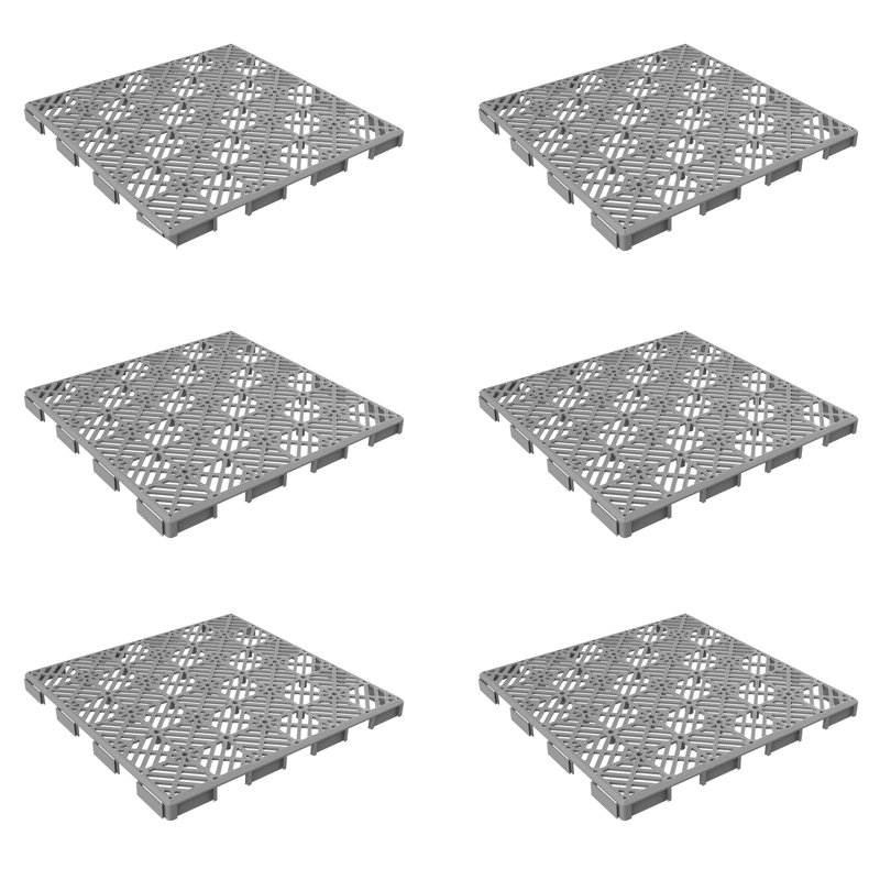 Deck Tiles - 6-Pack Polypropylene Interlocking Patio Tiles - Weather-Resistant Outdoor Flooring for Balcony, Porch, and Garage by Pure Garden (Gray)