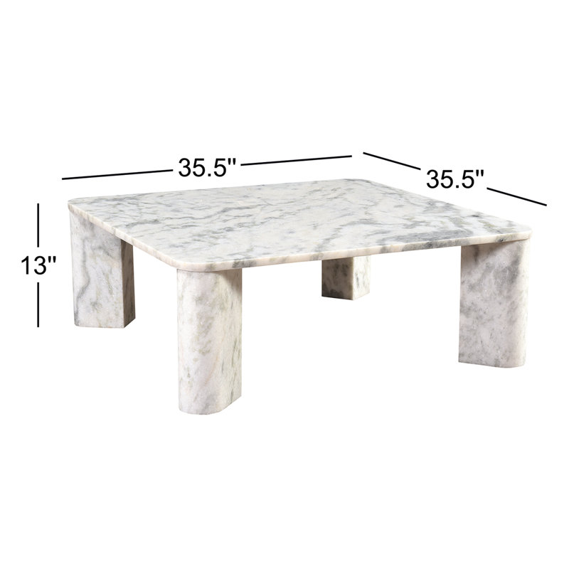 Adile Marble Coffee Table, White/Gray