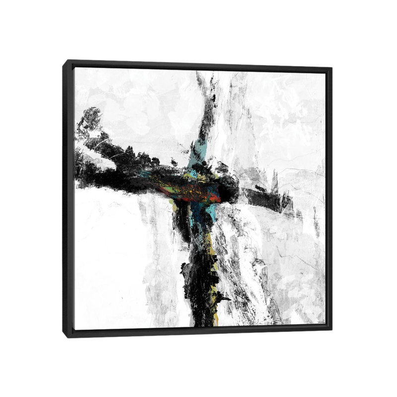 «B&W IV», impression sur toile, H 18 po x l 18 po x P 1,5 po, Toile avec cadre noir, Pas de tapis