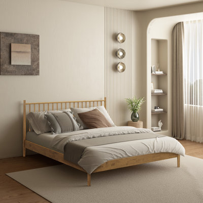  Base de lit en bois avec tête de lit Inno, base en bois massif avec lattes silencieuses et supports centraux en bois, capacité de 1000 lb, assemblage sans effort, plusieurs tailles et couleurs