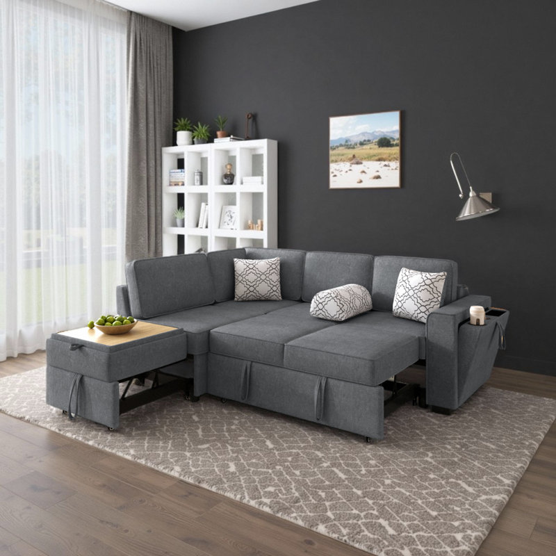 Canapé-lit modulaire convertible 83,9 po, Chenille grise foncée