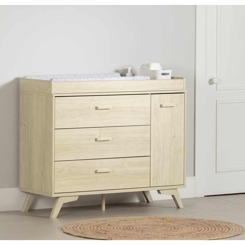 Milos  3-Drawer Changing Table With Removable Changing Tray, Beige