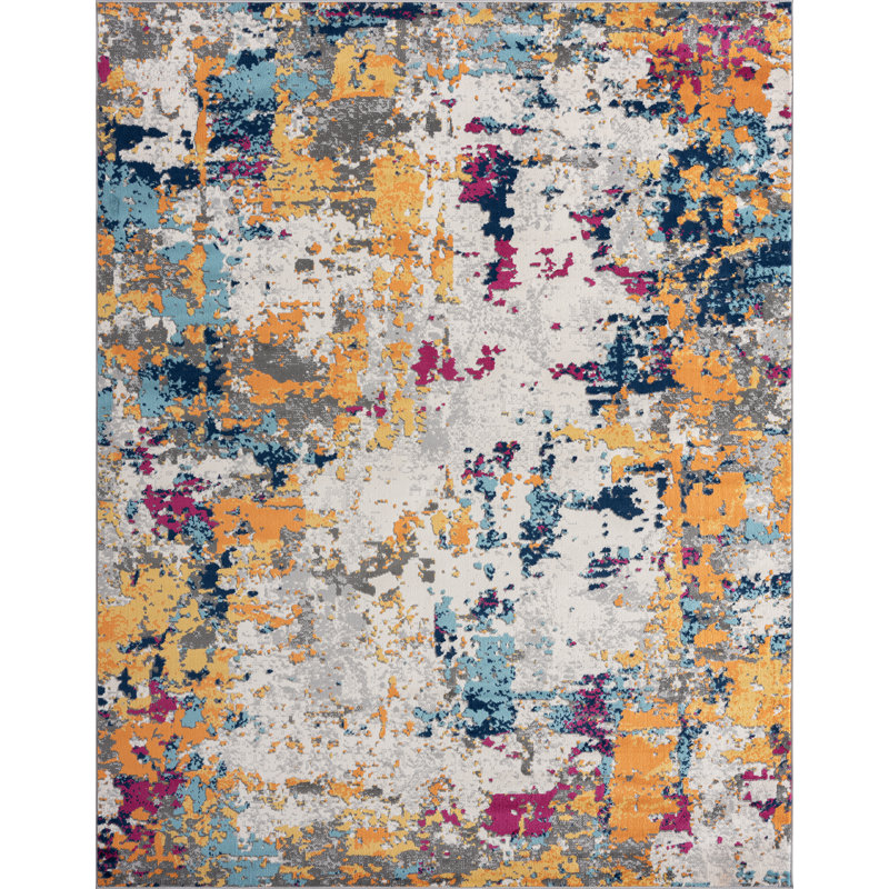 Tapis abstrait rose / bleu / orange Altero, Rectangle 2 pi x 3 pi