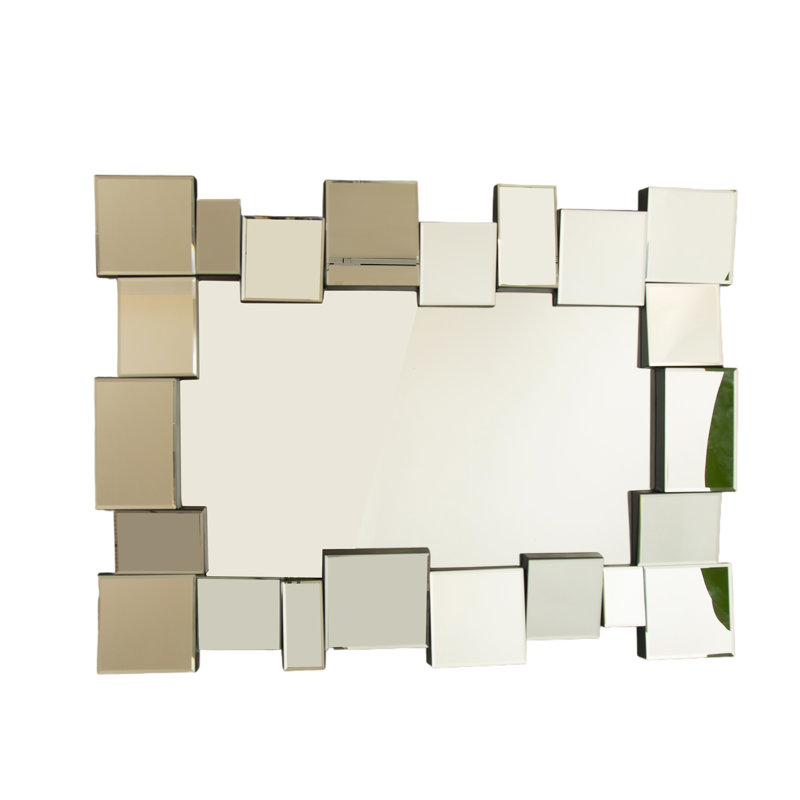 Miroir de 30 po, miroir décoratif géométrique mural carré, convient à la salle de bain, à la chambre à coucher, au salon, au couloir, au vestibule, etc.