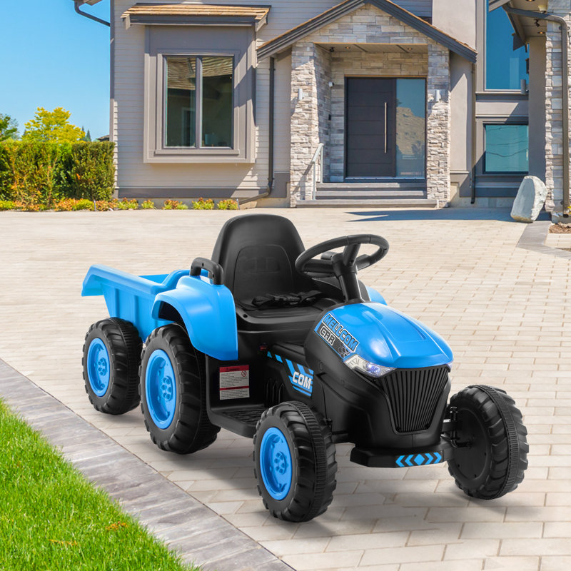Blue 12V Kids Ride-On Tractor with Remote Control