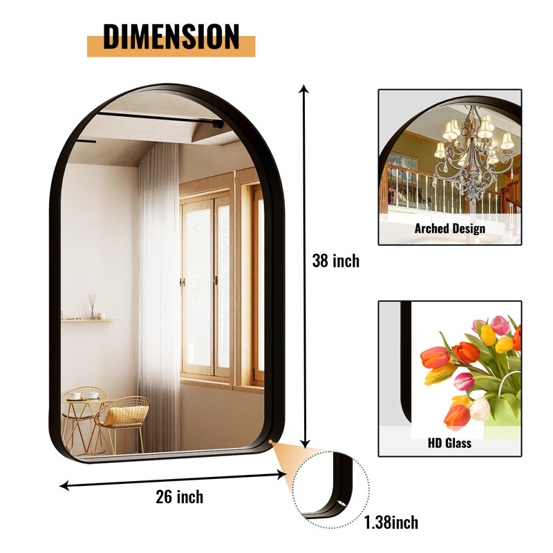 Miroir de salle de bain Mordern-Design, 38 po x 26 po, Noir, noir, noir, noir