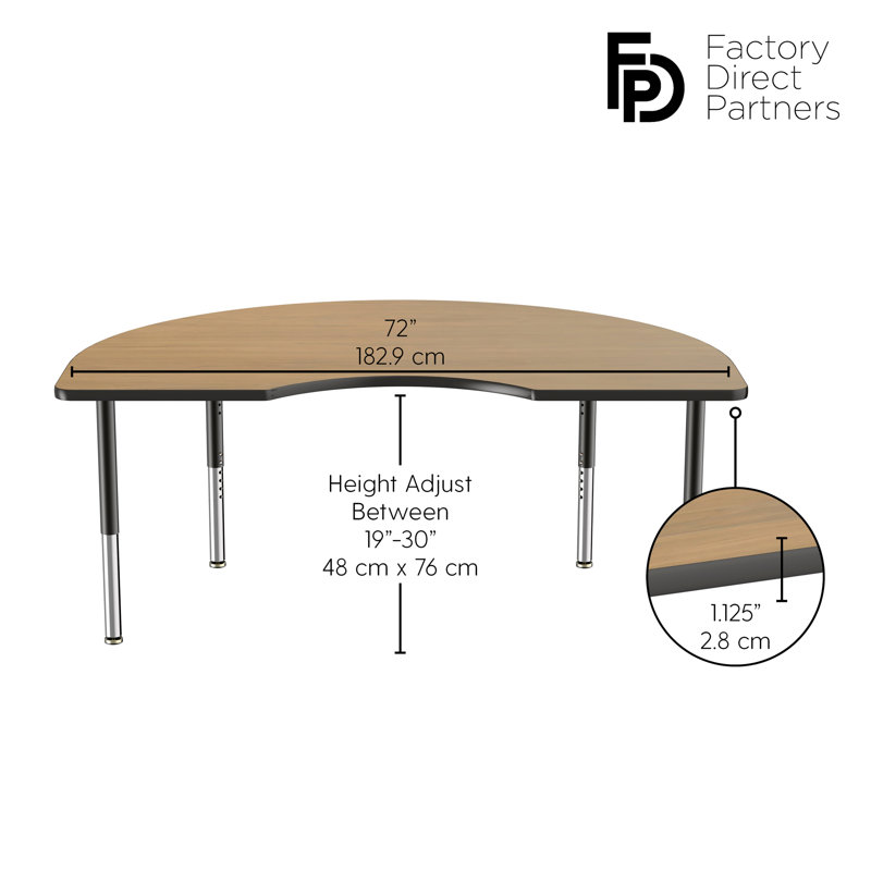 Table d'activité 48 "x 72" avec moulures en T et pieds réglables, Chêne Pasadena / noir, Super