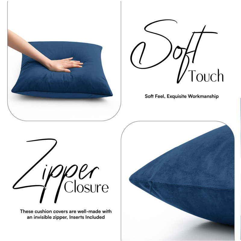 Plain Velvet Cushion Cover-(Pack of 4), Navy