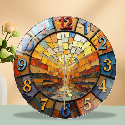 Stained Glass Wall Clock Decorative Art Home Decor Art - 12'' Modern Glass Wall Clock