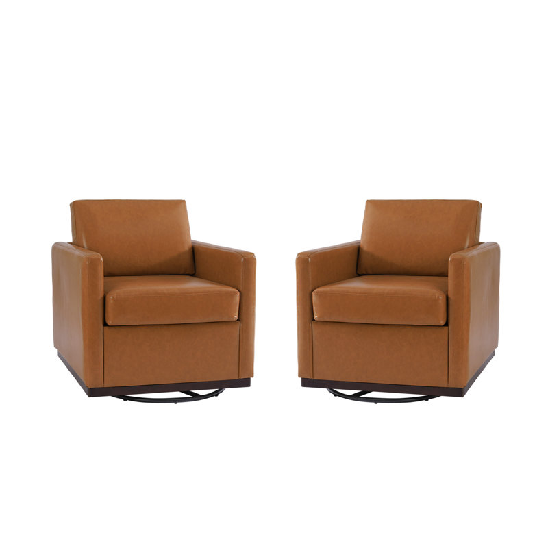 Upholstered Swivel Armchair, Light Brown