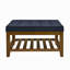 Grande table basse avec repose-pieds capitonné en lin capitonné avec tablette et cadre en bois de hêtre, repose-pieds surdimensionné pour le salon, bleu marine-586623491