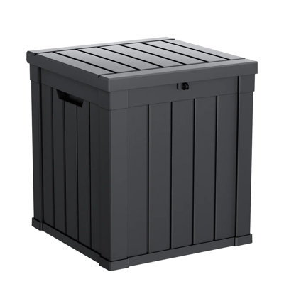 Boîte de rangement en résine résistante aux intempéries 50 gallons (189L), effet grain de bois