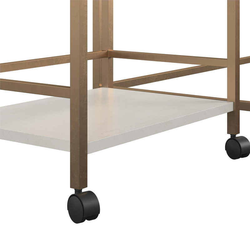 Didem Metal Base Computer Desk, Plaster/Gold