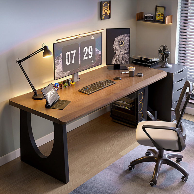 Bureau rectangulaire en bois massif noir, 29.53" H x 62.99" W x 27.56" D
