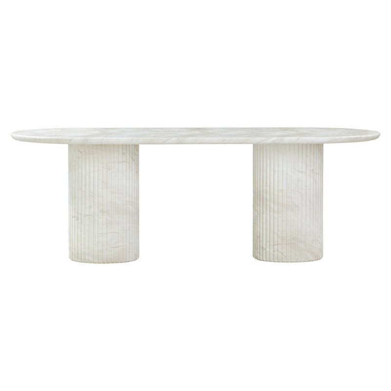 Tov Furniture Brut White Marble Pattern Indoor/Outdoor Dining Table, White