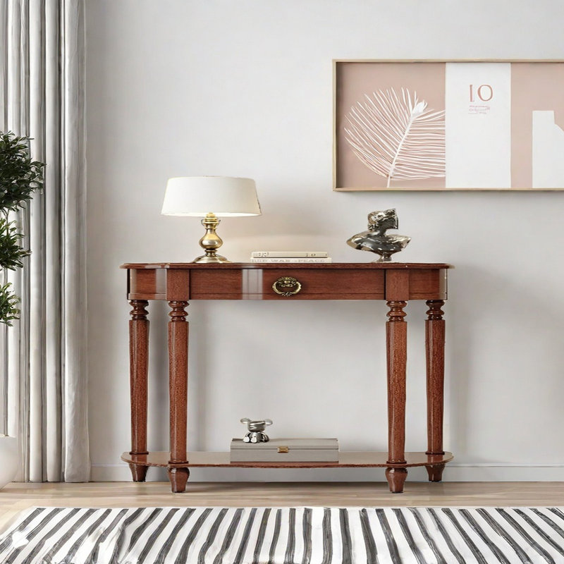 Multi Functional Solid Wood Console Table, Tan, 35.43" H x 51.18" W x 11.81" D