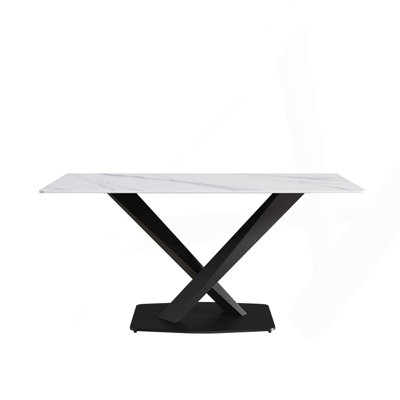 Table de salle à manger à 63 pieds en métal noir 63 po