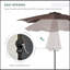 Parasol sophistiqué solaire de 9 pi x 7 pi, parasol de patio éclairé à DEL pour table ou base avec inclinaison et manivelle, parasol d'extérieur pour jardin, terrasse, cour, piscine, plage, brun