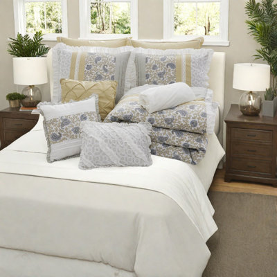 Elegant Cotton Percale Bedding Sets, Yellow Farmhouse Style For King Size