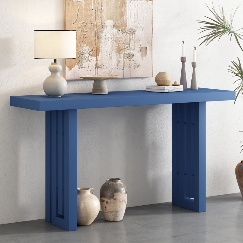 Console en placage de chêne de conception unique avec des formes latérales distinctives, Marine
