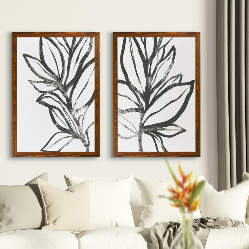 «Leaf Instinct I» par Vincent Van Gogh - ensemble de 2 reproductions d'art encadrées, H 24 po x l 18 po , Toile encadrée