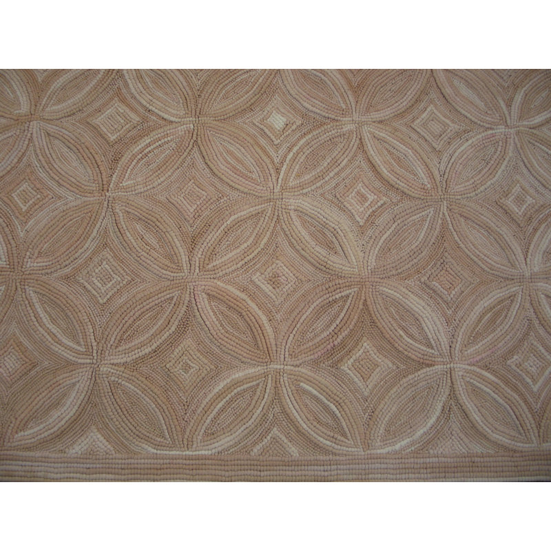 Tapis rose en laine noué à la main de conception unique 6 pi x 9 pi