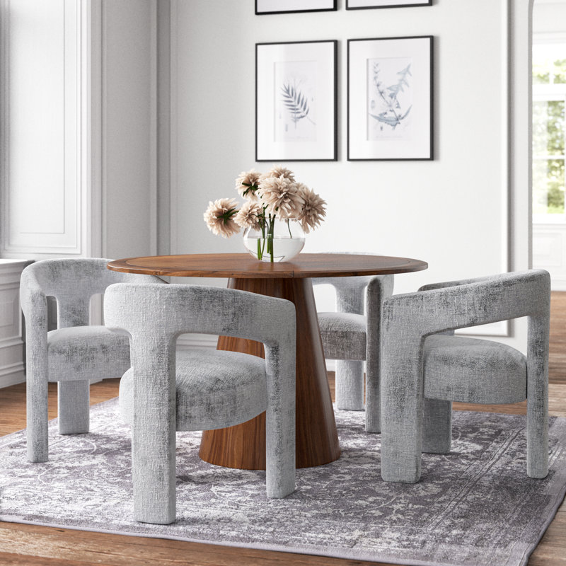 Darlington 5-Piece Dining Set, Gwen Gray Microsuede, Walnut