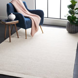 Tosia Hand Woven Wool/Cotton Solid Color Rug in Ivory