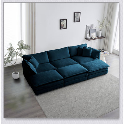 Canapé modulaire confortable à sièges profonds réversibles et modulaires à 6 places avec repose-pieds et coussins