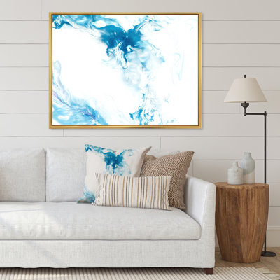 Vague bleue liquide sur blanc I - Peinture sur toile